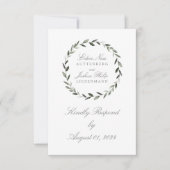 エレガント伝統的オリーブブランチRSVP 出欠カード (正面)