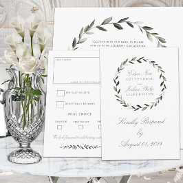 エレガント伝統的オリーブブランチRSVP 出欠カード