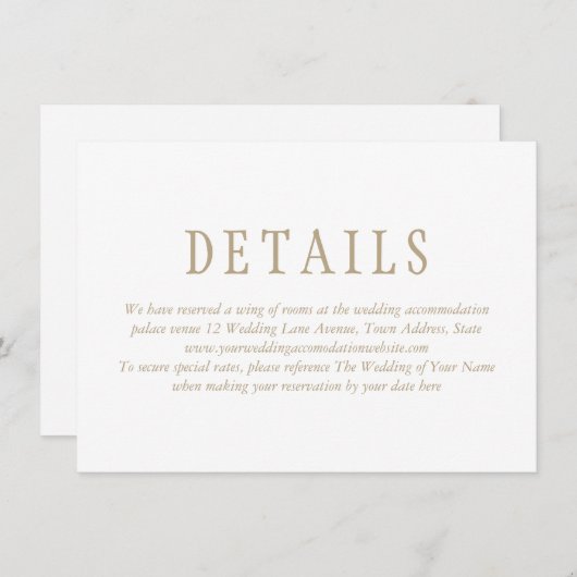 エレガント伝統的ミニマ結婚リスト詳細 エンクロージャーカード (正面/裏面)