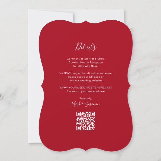 エレガント伝統的中国の結婚フローラ 招待状 (裏面)