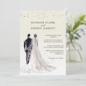 エレガント伝統的新婦結婚の 招待状 (スタンド正面)