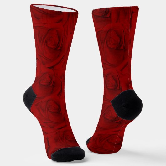 エレガント伝統的絵を描Red Roses Crew Sock ソックス (傾斜あり)