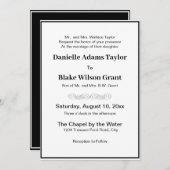 エレガント伝統的語の白黒結婚文字 招待状 (正面/裏面)