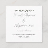 エレガント伝統的Olive BranchオンラインRSVPカード スクエア名刺 (裏面)