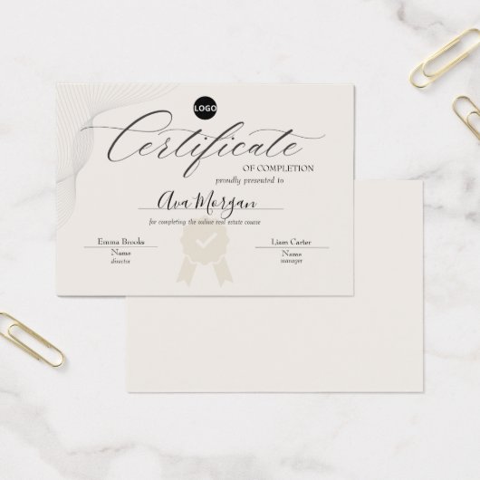 エレガント修了証テンプレート (オフィス)