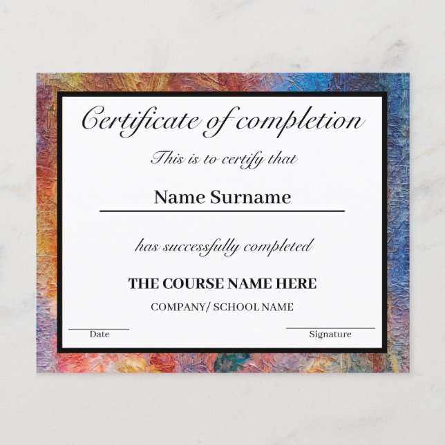 エレガント修了証 (正面)