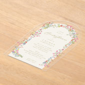 エレガント優美フローラアーチ春ブライダルシャワー アクリル招待状 (レイダウン)