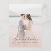 エレガント光グラデーションピンク結婚の写真オーバーレイ ポストカード (正面)