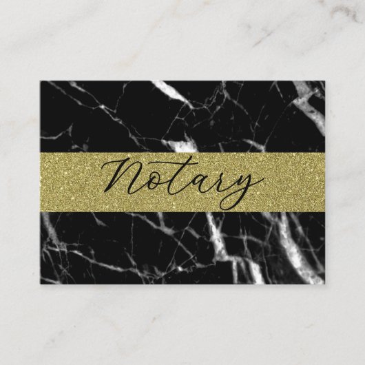 エレガント公証人スクリプトブラック大理石グリッター金ゴールド 名刺 (正面)