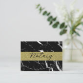 エレガント公証人スクリプトブラック大理石グリッター金ゴールド 名刺 (スタンド正面)