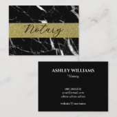 エレガント公証人スクリプトブラック大理石グリッター金ゴールド 名刺 (正面/裏面)