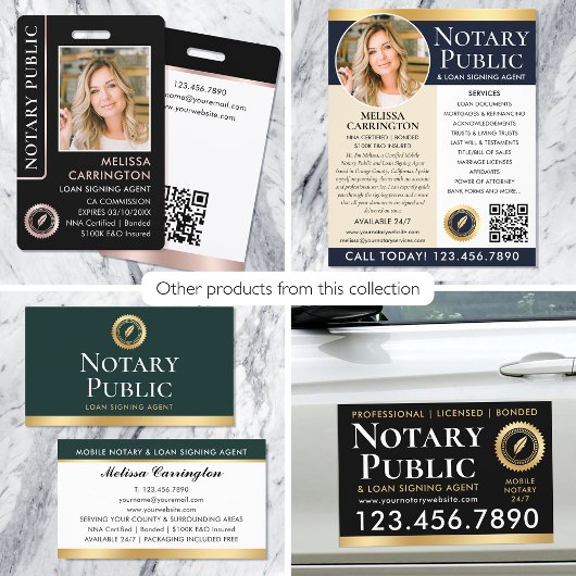 エレガント公証人ローン署名代理人金ゴールドネイビーブルー 名刺