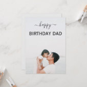 エレガント写カスタム真ハッピーバースデーパパ/父 カード (正面/裏面インサイチュ)