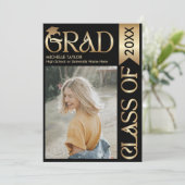 エレガント写モダン真スタイリッシュ金ゴールド大学院生 招待状 (スタンド正面)