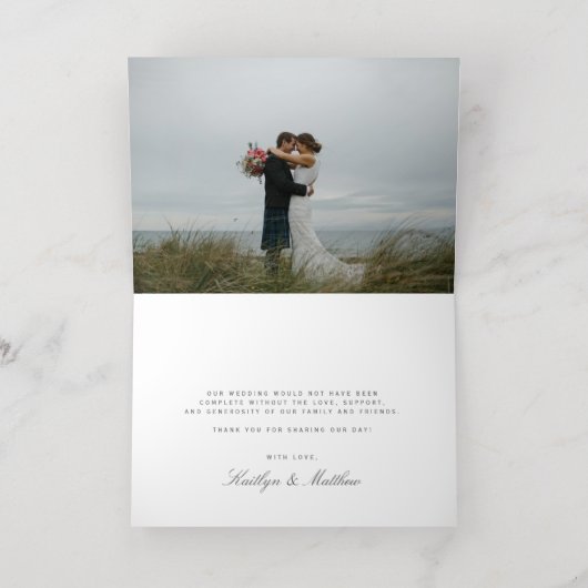 エレガント写真が結婚ありがとう実在 箔グリーティングカード (内側レイダウン)