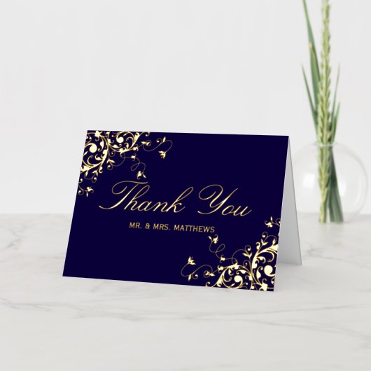 エレガント写真が結婚ありがとう実在 箔グリーティングカード (正面)