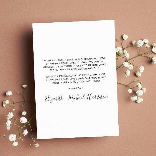 エレガント写真のスクリプ結婚ト サンキューカード