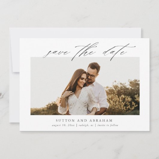 エレガント写真のスクリプ結婚ト セーブザデート (正面)