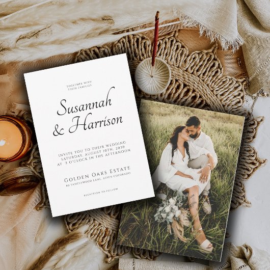 エレガント写真のスクリプ結婚ト 招待状