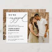 エレガント写真の婚約した婚約パーティ 招待状 (正面/裏面)