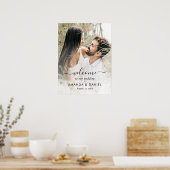 エレガント写真の結婚ようこそ記号 ポスター (キッチン)