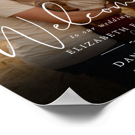 エレガント写真の結婚ようこそ記号 ポスター (角)