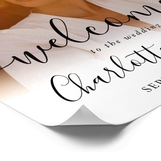 エレガント写真の結婚ようこそ記号 ポスター (角)