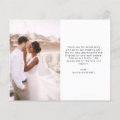 エレガント写真の結婚サンキューカード (裏面)