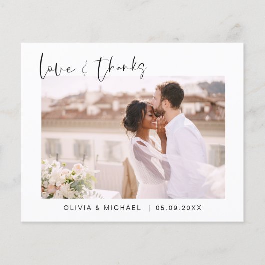 エレガント写真の結婚サンキューカード (正面)