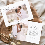 エレガント写真の結婚サンキューカード サンキューカード<br><div class="desc">本表現エレガントScript Photoのサンキューカードに対して、永遠のスタイルに心から感謝の意を結婚表す。洗練された書道、フルフォトレイアウト、およびデザイン要素を備えたミニマルこのカードは、あなたの大きな日から感謝していの大切な瞬間を見せながらあなたのゲストのための完璧な方法である。クラシックのモダンテーマに最適結婚で、メッセージや写真を使って完全にカスタマイズ可能。</div>