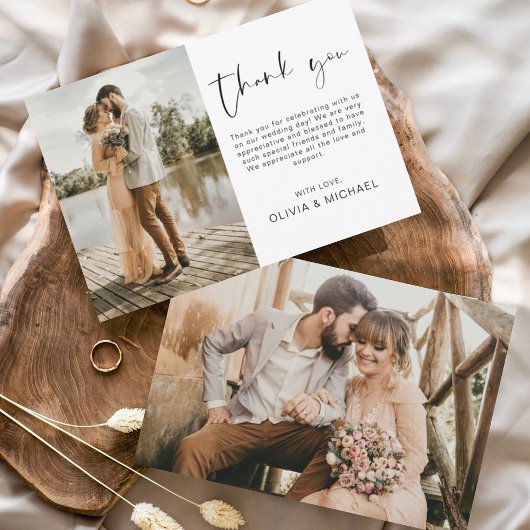 エレガント写真の結婚サンキューカード サンキューカード