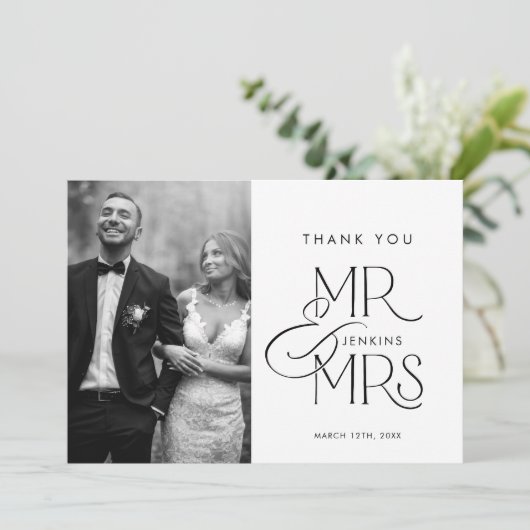 エレガント写真の結婚サンキューカード サンキューカード (スタンド正面)