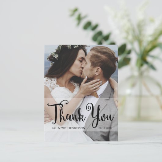 エレガント写真の結婚サンキューカード ポストカード (スタンド正面)