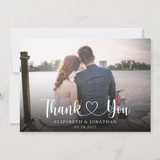 エレガント写真の結婚サンキューカード 招待状 (正面)