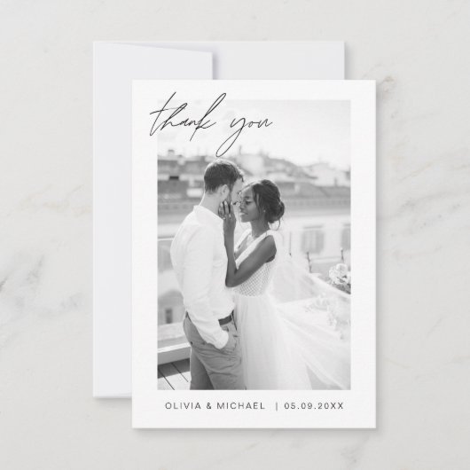 エレガント写真の結婚サンキューカード 招待状 (正面)