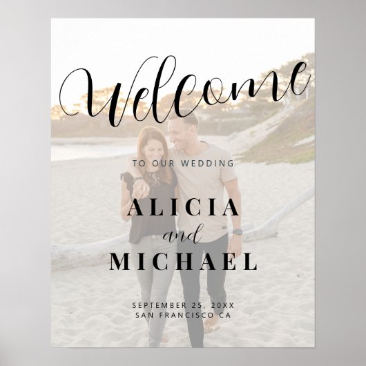 エレガント写真の結婚歓迎の看板ポスター ポスター (正面)