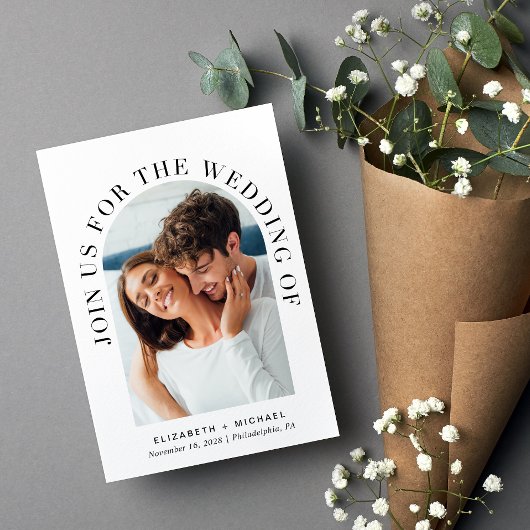 エレガント写真ア結婚ーチ 招待状