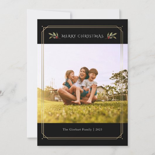 エレガント写真クリスマスファミリーカスタム シーズンカード (正面)