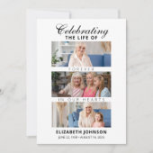 エレガント写真コラージュ葬儀記念碑 招待状 (正面)