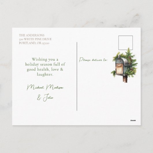 エレガント写真コージークリスマス シーズンポストカード (裏面)