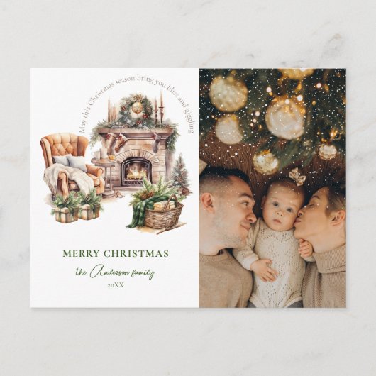 エレガント写真コージークリスマス シーズンポストカード (正面)