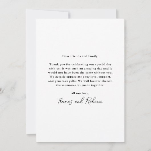 エレガント写真ミニマルの種結婚類 サンキューカード (裏面)
