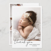 エレガント写真モダンコラージュありがとう誕生 案内状 (正面/裏面)