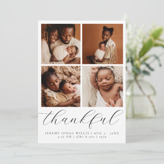 エレガント写真モダンコラージュ数々のベビー感謝色 シーズンカード (スタンド正面)