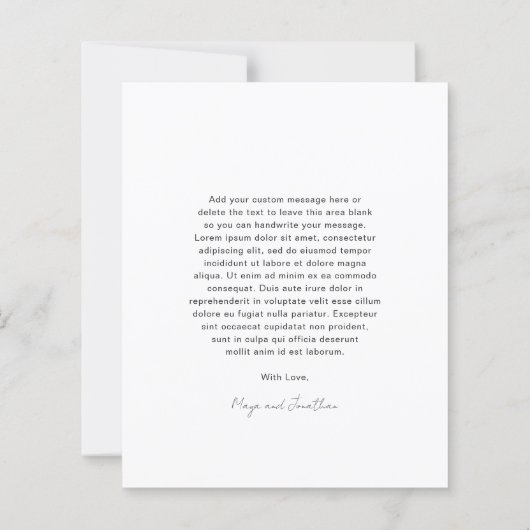 エレガント写真モダン予算結婚のサンキューカード (裏面)