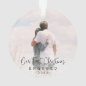 エレガント写真モダン初めてのクリスマス婚約した オーナメント (裏面)