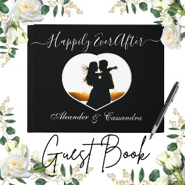 エレガント写真モダン金ゴールドシルバーバラ結婚ズ ゲストブック