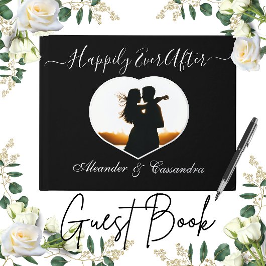 エレガント写真モダン金ゴールドシルバーバラ結婚ズ ゲストブック
