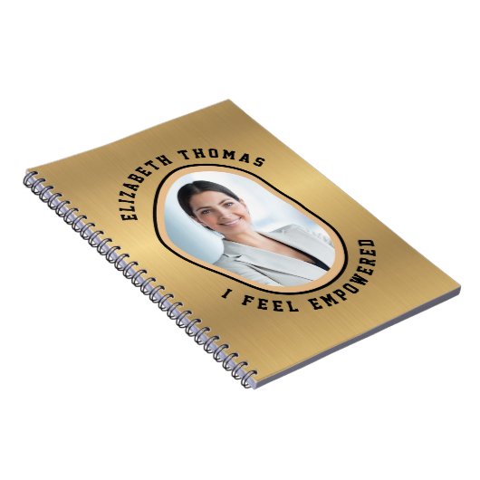 エレガント写真モダン金ゴールドブラック頭が切れることわざ ノートブック (右側)