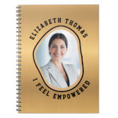 エレガント写真モダン金ゴールドブラック頭が切れることわざ ノートブック (正面)